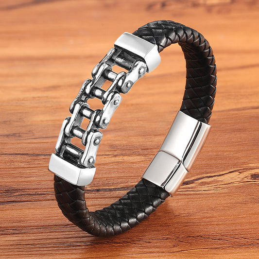 Mens Cowhide Leather Braided Bracelet