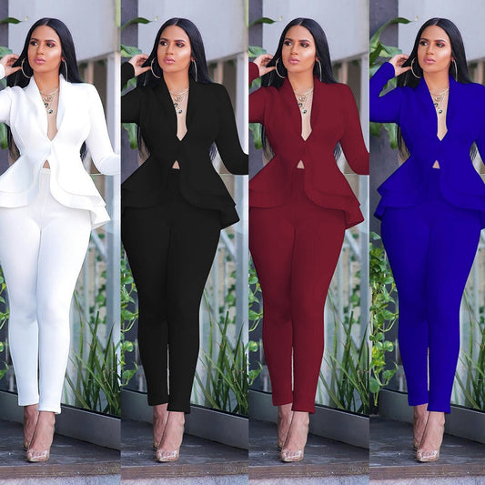 HOT Women Two Piece Set Pencil Pants Suit