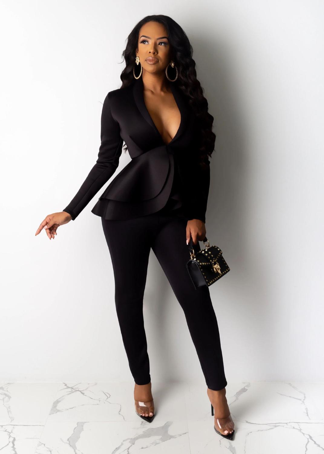 HOT Women Two Piece Set Pencil Pants Suit