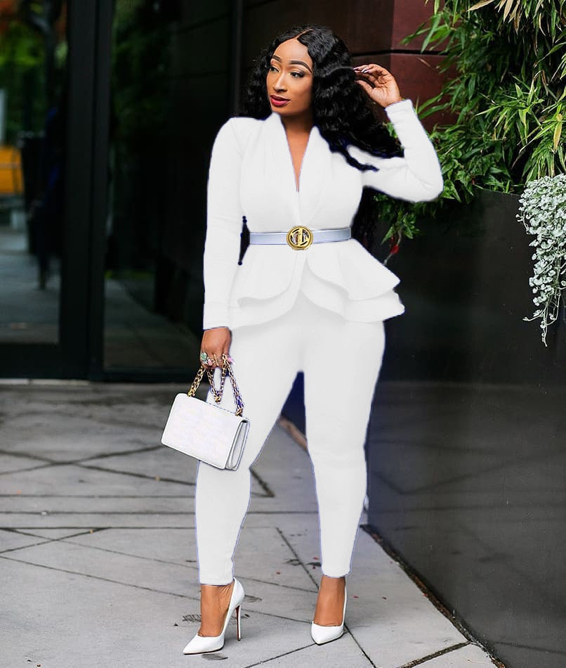 HOT Women Two Piece Set Pencil Pants Suit