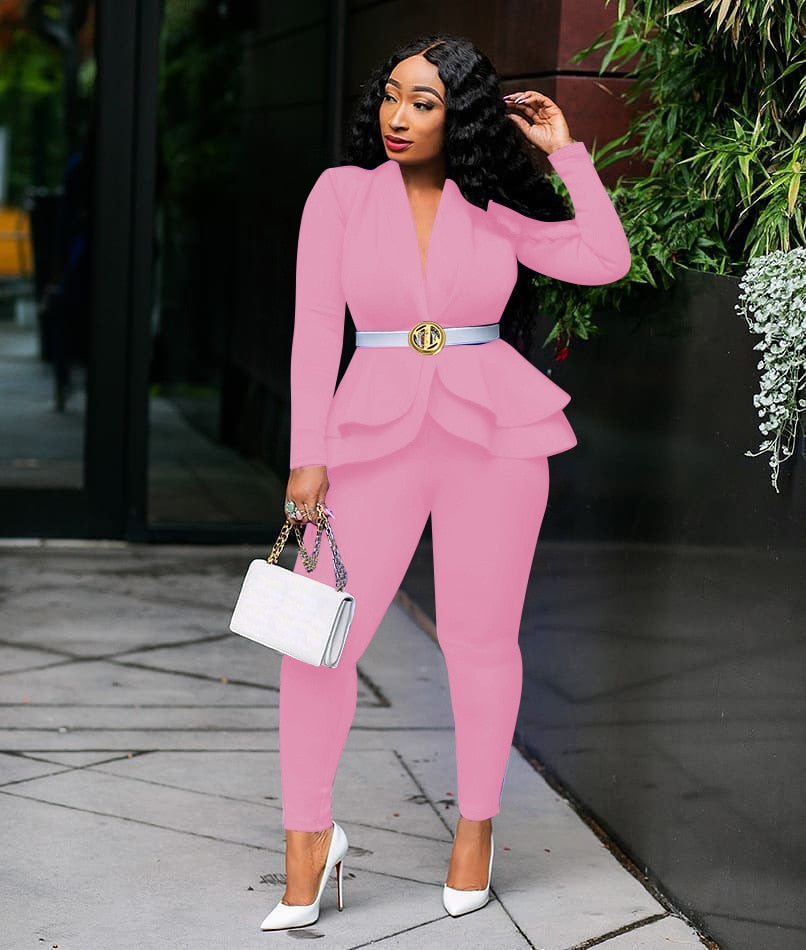 HOT Women Two Piece Set Pencil Pants Suit