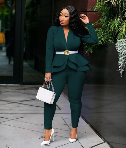 HOT Women Two Piece Set Pencil Pants Suit