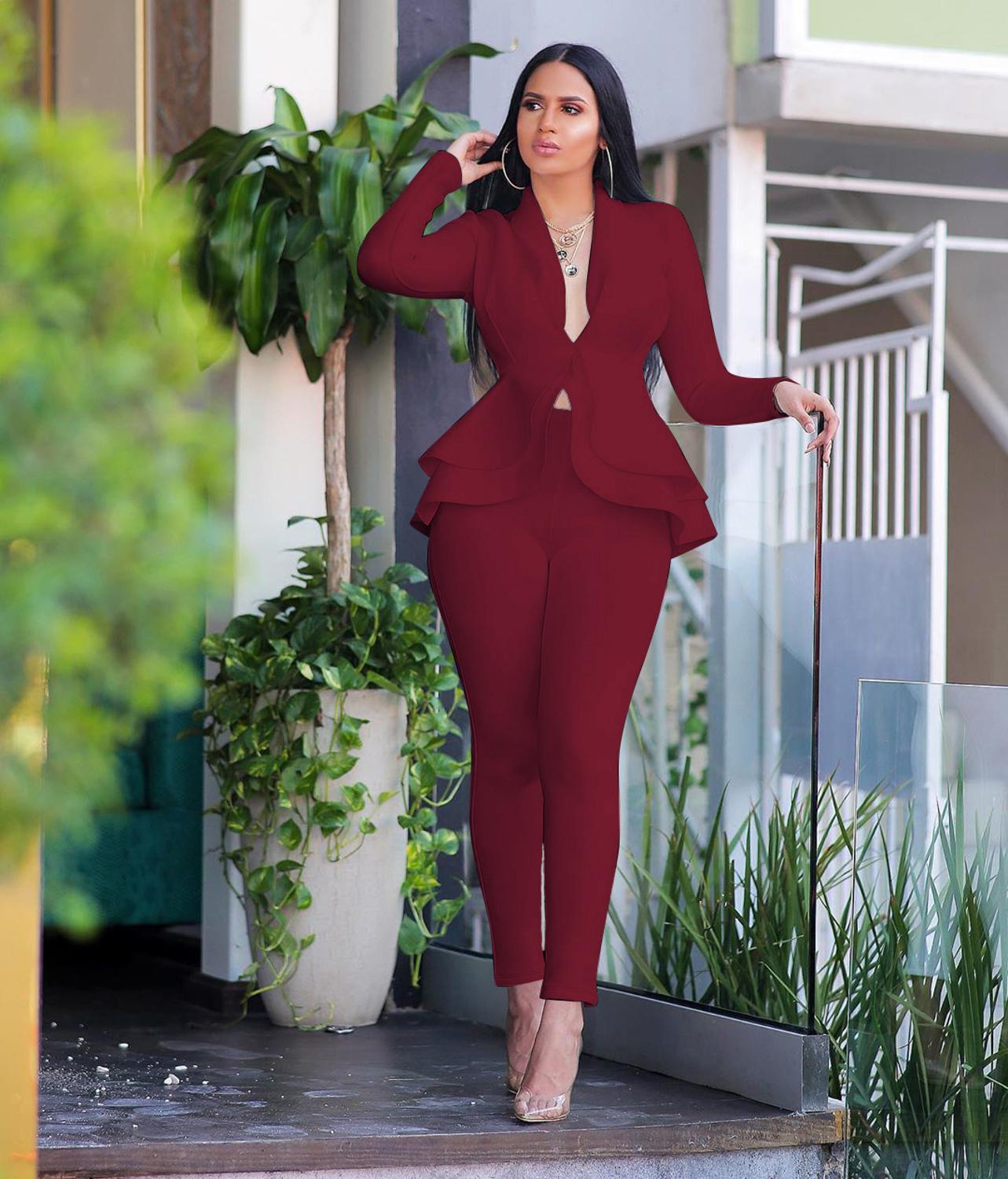 HOT Women Two Piece Set Pencil Pants Suit