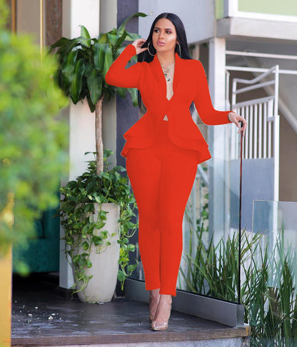 HOT Women Two Piece Set Pencil Pants Suit