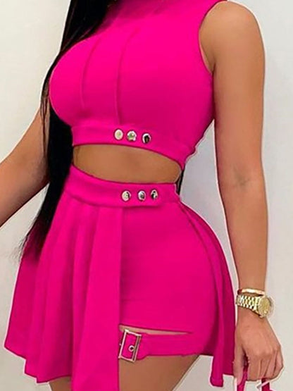 Two Piece High Waist Mini Black Set